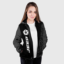Куртка с капюшоном женская Jeep speed на темном фоне со следами шин по-вертик, цвет: 3D-черный — фото 2