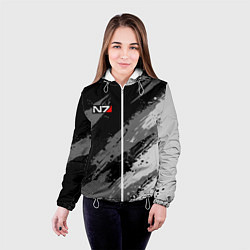Куртка с капюшоном женская N7 - mass effect monochrome, цвет: 3D-белый — фото 2