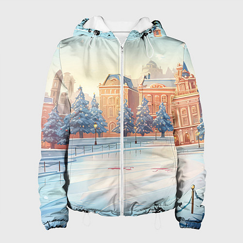 Женская куртка Новогодняя городская площадь / 3D-Белый – фото 1