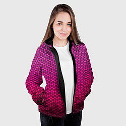 Куртка с капюшоном женская Градиент розовый с рисунком, цвет: 3D-черный — фото 2