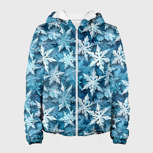 Женская куртка New Years pattern with snowflakes / 3D-Белый – фото 1