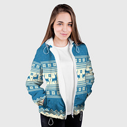 Куртка с капюшоном женская Sweater with deer on a blue background, цвет: 3D-белый — фото 2
