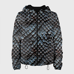 Куртка с капюшоном женская Паттерн чешуя дракона, цвет: 3D-черный