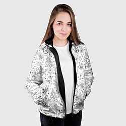 Куртка с капюшоном женская Черно-белый новогодний патерн, цвет: 3D-черный — фото 2