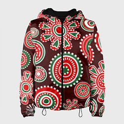 Женская куртка Новогодний принт красный