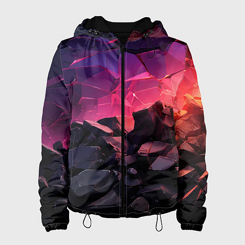Женская куртка Темные фиолетовые камни текстура / 3D-Черный – фото 1