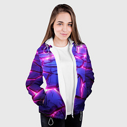 Куртка с капюшоном женская Неоновые фиолетовые камни со свечением, цвет: 3D-белый — фото 2