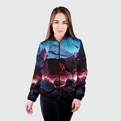 Куртка с капюшоном женская Разлом больших камней, цвет: 3D-черный — фото 2