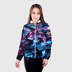 Куртка с капюшоном женская Стеклянные прозрачные камушки, цвет: 3D-белый — фото 2