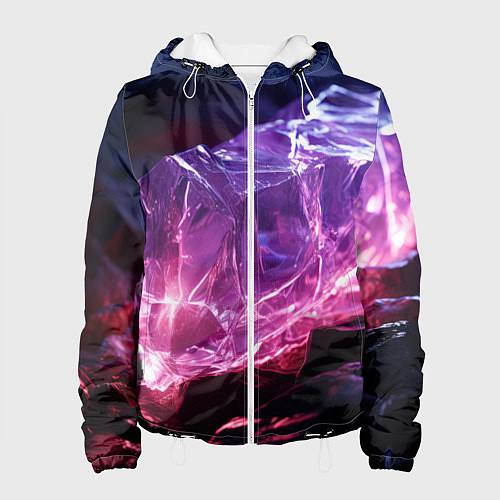 Женская куртка Стеклянный камень с фиолетовой подсветкой / 3D-Белый – фото 1