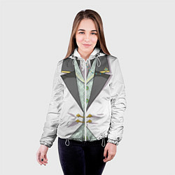 Куртка с капюшоном женская Белый мультяшный фрак с шейным платком, цвет: 3D-белый — фото 2