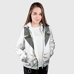 Куртка с капюшоном женская Белый мультяшный фрак с шейным платком, цвет: 3D-белый — фото 2