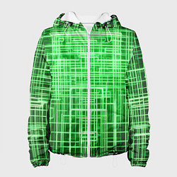 Женская куртка Зелёные неоновые полосы киберпанк