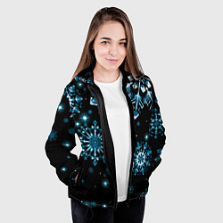 Куртка с капюшоном женская Кружение снежинок, цвет: 3D-черный — фото 2