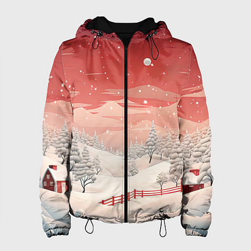 Женская куртка Завораживающий зимний пейзаж / 3D-Черный – фото 1