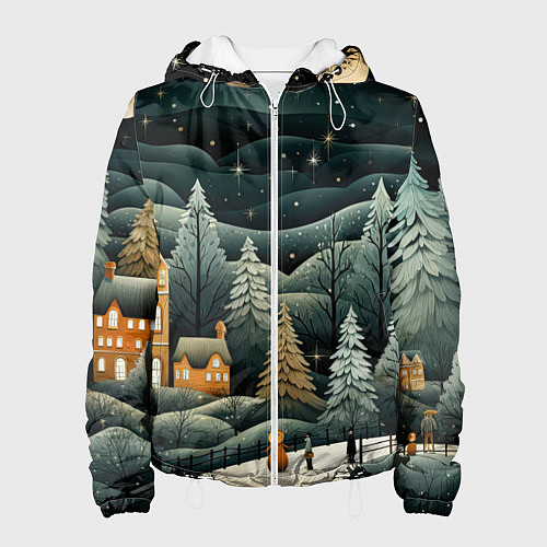 Женская куртка Зима в городе ожидание праздника / 3D-Белый – фото 1