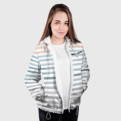 Куртка с капюшоном женская Море скрытое в полосках тельняшки чайка, цвет: 3D-белый — фото 2