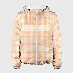 Куртка с капюшоном женская Клетчатый тёплый бежевый, цвет: 3D-белый
