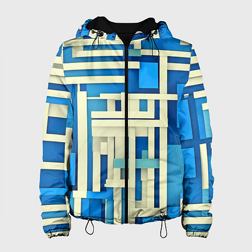 Женская куртка Полосы на синем фоне / 3D-Черный – фото 1