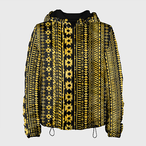 Женская куртка Африканские узоры жёлтый на чёрном / 3D-Черный – фото 1