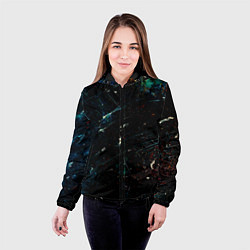 Куртка с капюшоном женская Царапины и краска, цвет: 3D-черный — фото 2