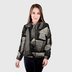 Куртка с капюшоном женская Мегалиты хаотичной формы, цвет: 3D-черный — фото 2