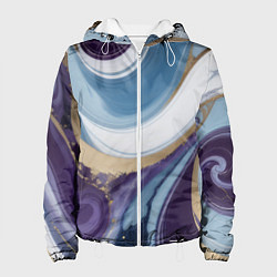 Женская куртка Абстрактный волнистый узор фиолетовый с голубым