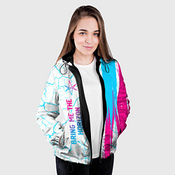 Куртка с капюшоном женская Bring Me the Horizon neon gradient style по-вертик, цвет: 3D-черный — фото 2