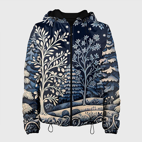 Женская куртка Ледяные узоры нового года / 3D-Черный – фото 1