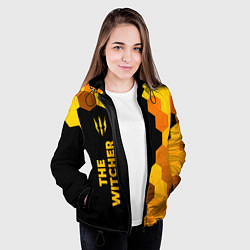 Куртка с капюшоном женская The Witcher - gold gradient по-вертикали, цвет: 3D-черный — фото 2