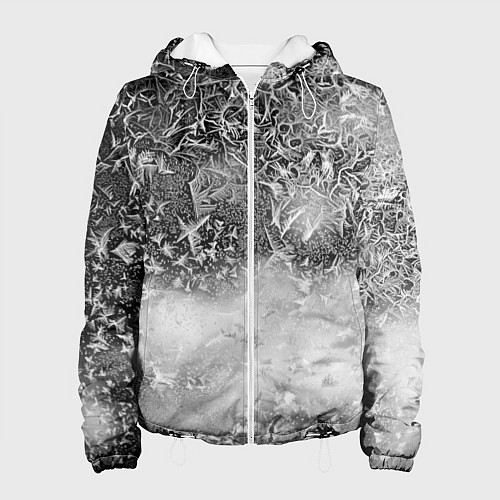 Женская куртка Серый лёд и снежинки / 3D-Белый – фото 1