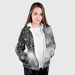 Куртка с капюшоном женская Серый лёд и снежинки, цвет: 3D-белый — фото 2