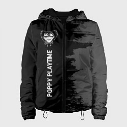 Куртка с капюшоном женская Poppy Playtime glitch на темном фоне по-вертикали, цвет: 3D-черный
