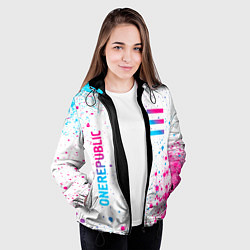 Куртка с капюшоном женская OneRepublic neon gradient style вертикально, цвет: 3D-черный — фото 2