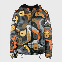 Куртка с капюшоном женская Пятна необычной формы, цвет: 3D-черный