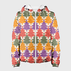 Женская куртка Новогодние разноцветные ёлочки