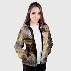 Куртка с капюшоном женская Текстура пня сосны, цвет: 3D-черный — фото 2