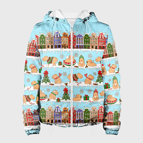 Женская куртка Капибара с семьей на прогулке / 3D-Белый – фото 1