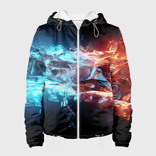 Женская куртка Лед и пламя абстракция / 3D-Белый – фото 1