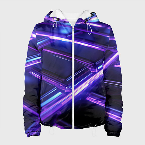 Женская куртка Фиолетовые неоновые плиты / 3D-Белый – фото 1
