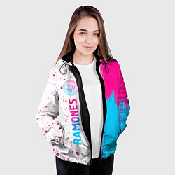 Куртка с капюшоном женская Ramones neon gradient style по-вертикали, цвет: 3D-черный — фото 2