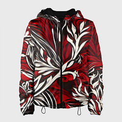 Женская куртка Красно белый узор на чёрном фоне