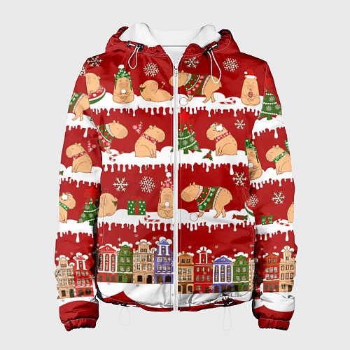 Женская куртка Капибара на отдыхе в городе / 3D-Белый – фото 1