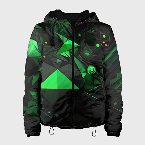 Женская куртка Абстрактный лабиринт зелени / 3D-Черный – фото 1