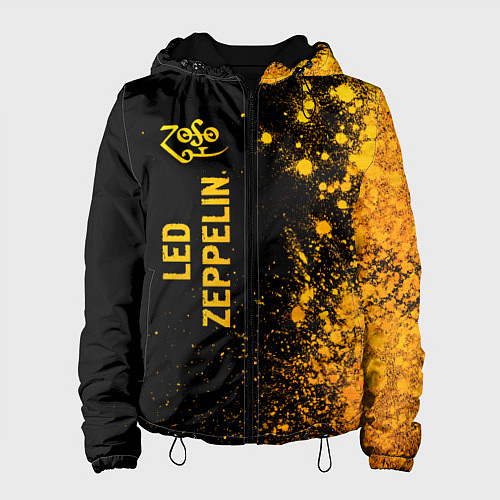 Женская куртка Led Zeppelin - gold gradient по-вертикали / 3D-Черный – фото 1
