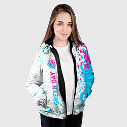 Куртка с капюшоном женская Green Day neon gradient style по-вертикали, цвет: 3D-черный — фото 2