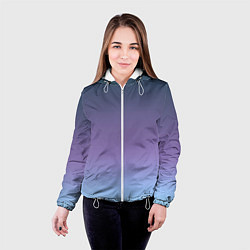 Куртка с капюшоном женская Градиент синий фиолетовый голубой, цвет: 3D-белый — фото 2
