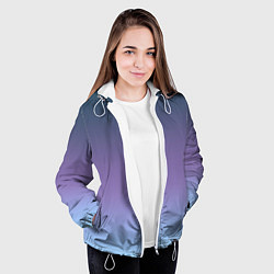 Куртка с капюшоном женская Градиент синий фиолетовый голубой, цвет: 3D-белый — фото 2