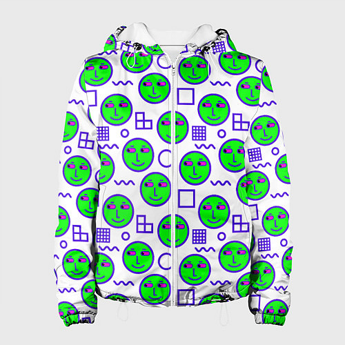 Женская куртка Green smiley face / 3D-Белый – фото 1