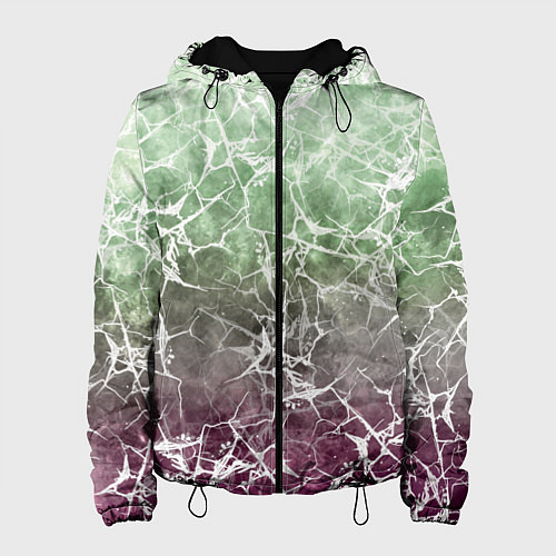 Женская куртка Абстракция - spider web on purple-green background / 3D-Черный – фото 1